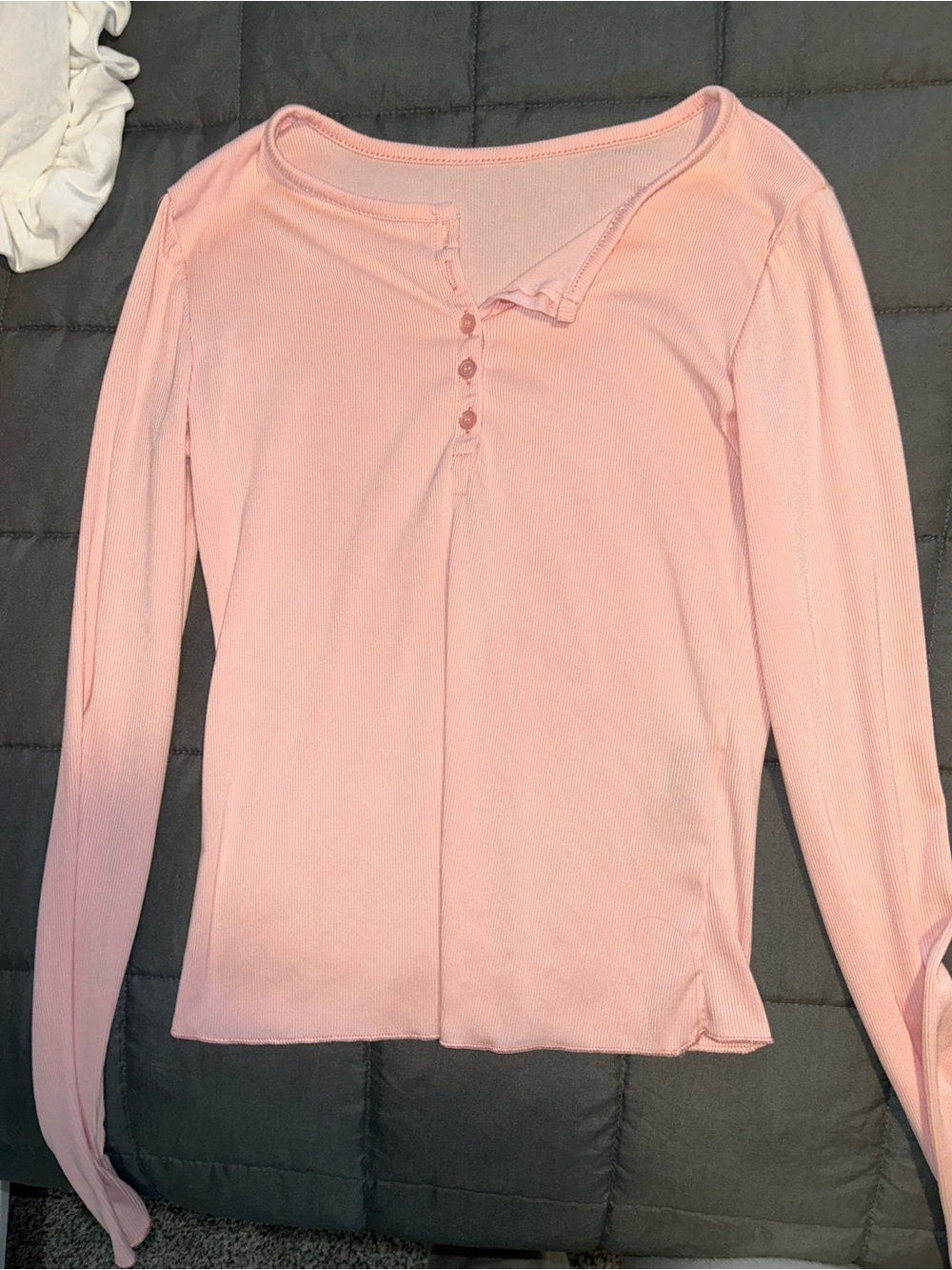 SHEIN Ribbed Long-Sleeve Henley Top